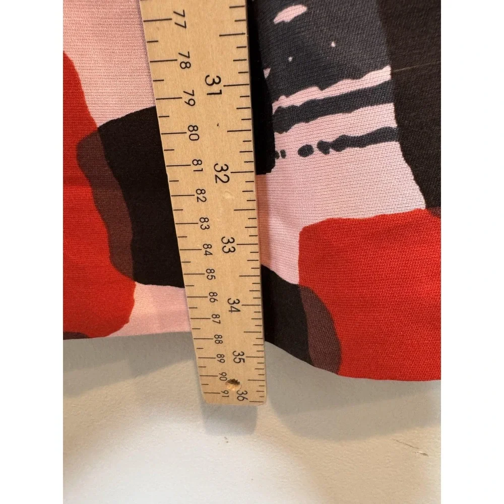 Kate Spade Dress Womens 2‎ Pink Red Black Sleeveless Fit Flare Abstract Silk Bow